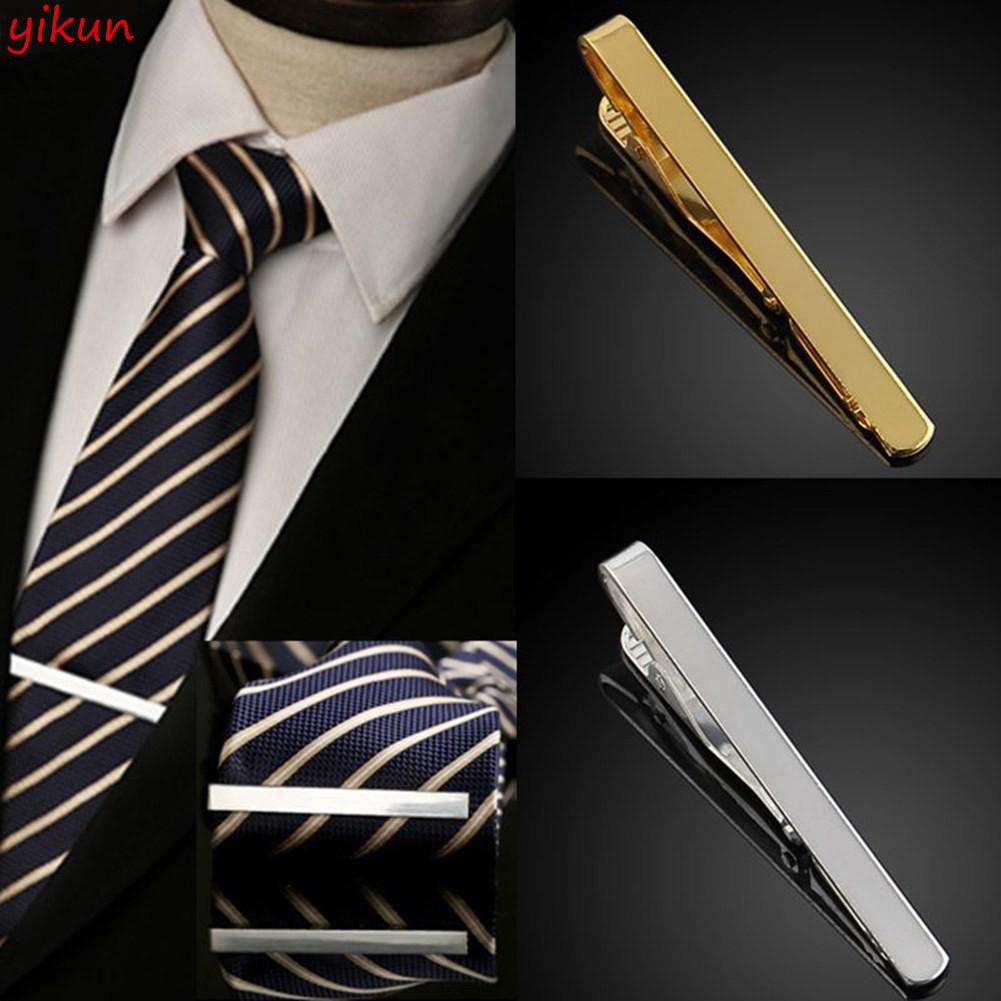 Metal Tie Gold Bar Pin Necktie Simple Clip Clasp (1)