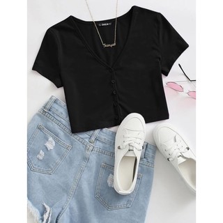 SHEIN -BUTTONED FRONT CROP TOP