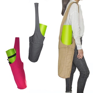 Women Yoga Bag Large Shoulder Strap Handle Canvas Storage Bags Solid Color