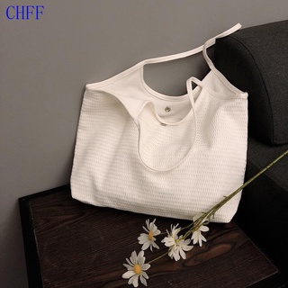 ۩Bag➹New Korean Tote Bag fashion trendsetter white one shoulder canvas bag high capacity commuter wo