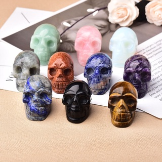 1PCS Natural Crystal Skull Pink Crystal Carved Semi-precious Stones Creative Ornaments Crafts Home Decoration Ghost Head (4)