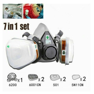 Dreamer⭐7 in 1 Half Face Mask Chemical Spray Painting Protective Vapour Gas Dust 3m 6200 Premium Face Mask Respirator Filter