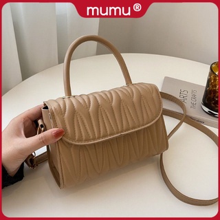 Mumu #2079 Korean Leather Fashion Sling Bag With Handle INS Ladies Elegant Bags For Women