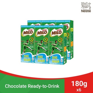 Chocolate Drinks✱MILO Zero Added Table Sugar Ready-to-Drink 180ml - Pack of 6