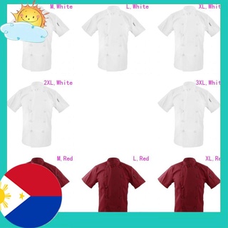 Double Breasted Short Sleeve Chef Coat Uniform Tops Cook Clothes for Men Womencomfortable
