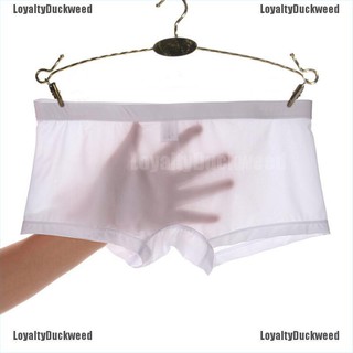 LoyaltyDuckweed Men Seamless Underwear Ultra-thin Transparent Boxer Mesh Panties Shorts