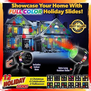 ALL NEW 12 Slides Christmas Dazzling Star Slideshow Shower Decoration Laser Light Projector