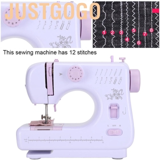 Justgogo small Electric Sewing Machine Easy to operate light weight 12 stitches Household Crafting for home buckle opening automatic winding sewing (9)