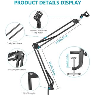 Selens Microphone Suspension Arm Stand Clip Holder and Table Mounting Clamp Pop Filter Windscreen Mask Shield Clip Kit For Vlog Video Radio Broadcasting Studio Voice Over Services Audio Recording Studios (3)