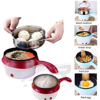 leo&bea 18cm Double-Layer Stainless Steel Mini Electric Pot Pan Cooker Cooking Fry Stew