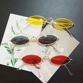( Ready Stock )Fashion Hip-hop Small Elliptical Metal Sunglasses unisex UV400 S