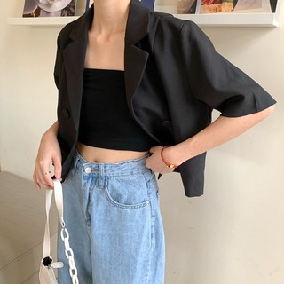 [Real Photo] 3-Colors Women korean Fashion short-sleeved blazer top (4)