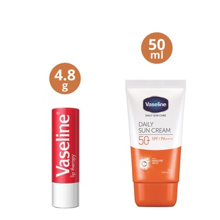 【spot goods】❐☃Vaseline Rosy Lip Stick 4.8G + Vaseline Daily Sun Cream 50ML