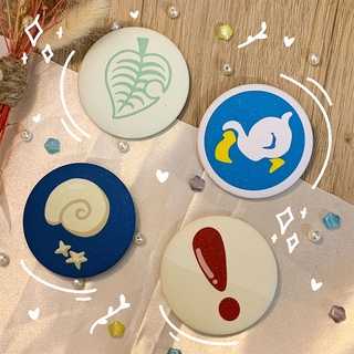 [MuriLayt] Animal Crossing Inspired Glitter Button Pins Fossil|Nook Inc|Dodo Airlnes|Pitfall Seed