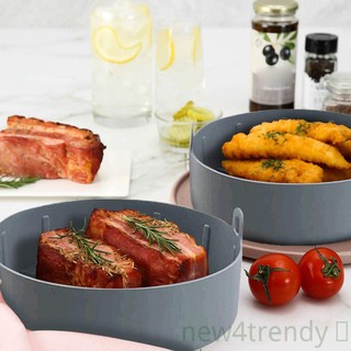 Air Fryer Pot Silicone Air Fryer Basket Heat-resistant Non-stick Pan, Small, 16cm, Gray