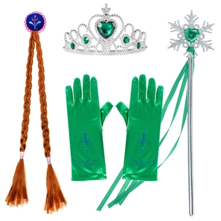 Frozen Crown Magic Wand Braid Gloves Set Princess Elsa's 4pcs Snow Stick crown ivy