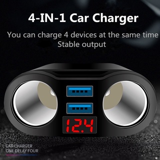 Dual USB Car Charger 2-Way Car Cigarette Lighter Socket Adapter Rotation Dual USB Port 2 Way Car Charger 12V 24V