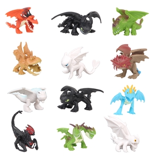 12PCS/set How to Train Your Dragon Action Figure Toothless Light Night Fury Cartoon Doll Gift Kids Toy Cake Topper Decor