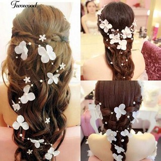☪Bendable Faux Pearl Flower Wedding Party Bridal Headband Tiara Headwear