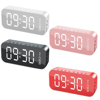Multifunctional Led Digital Dual Alarm Clock, Bluetooth Speaker with FM Radio, Led Mirror Wireless Music Player