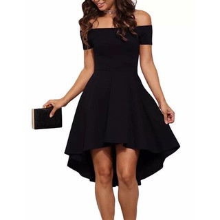 Ladies clothing formal ootd wear cloth attire longback offshoulder dress can be use party dress