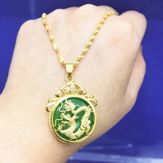 20"&18" Bangkok gold dragon jade necklace