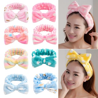 Korean Flannel Big Ribbon Turban For Facia Washing Make Up Yoga Live Stream Cute Headband Garterized
