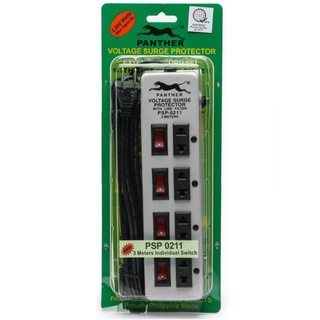 Pagbebenta ng clearance Panther 4-Gang Voltage Surge Protector 4 Outlets Extension Cord 3 meter wire