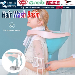 Hair Wash Basin Foldable Shampoo Basin Bowl Pregnant Elderly Hair Washing Sink With Strap Drain Tube