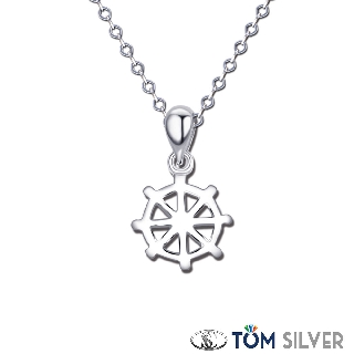 Tom Silver 92.5 Italy Sterling Silver Seaman Wheel Pendant With Chain P302
