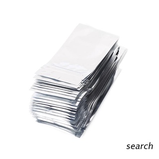 search 50 Pcs 7x13cm Silver Aluminum Foil Mylar Recloeable Ziplock Bag Front Clear Leak Proof