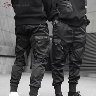jogger pants◘﹊Men Cargo Pants Ribbons Harem Joggers Harajuku Sweatpant Hip Hop Trousers