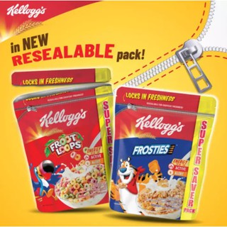 Kellogg's FrootLoops and Frosties Breakfast Cereal 400g in Resealable Pouch Nov 2021 Expiry