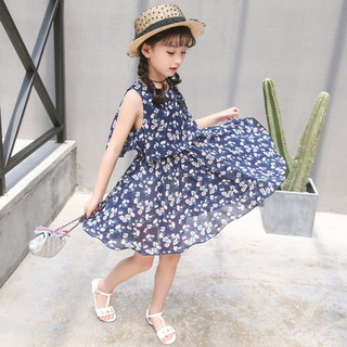 Baby Girl Fashion Summer New Korean Floral Dress+hat