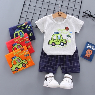 Boy clothes kids T-shirt 0~4 years old boy cartoon car letter T-shirt two-piece set