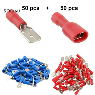 ✔50Pairs Insulated Spade Electrical Crimp Wire Cable Connector Terminal Kit