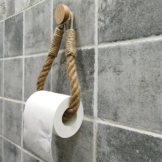 ✵∏✿Round hook hemp toilet paper holder Vintage Towel Hanging Rope Toilet Paper Holder Home Hotel Bat