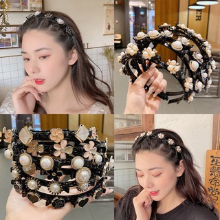 【spot goods】┇✆Han Liuhai Broken Hair Artifact Lazy Braided Hair Band Exquisite Pearl Hair Band Washi