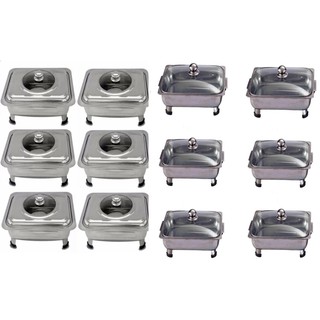 Abbyshi Food Warmer Tray Stainless w/ Glass Cover set of 6