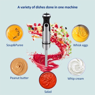 ◆☽Biolomix Powerful High Speed Immersion Hand Stick Blender Mixer 1200W 4 in 1 with Whisk Chopper Sm