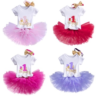[NNJXD]Baby Sets Clothes 1st Birthday Outfits Party Tutu Dress 4pcs (1)