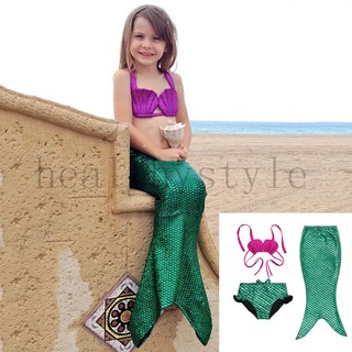 Kids Girls Fancy Mermaid Tail Bikini Set Swimwear Swimsuit (1)