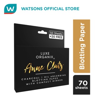 LUXE ORGANIX Anne Clutz Charcoal Oil Absorbing Blotting Paper with Compact Mirror 50+20 Sheets