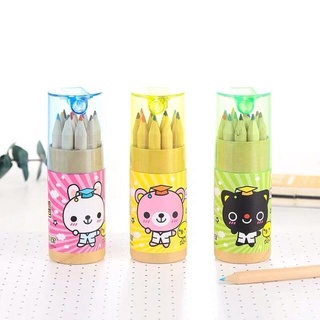 Pencil sharpener☫☸❐Cute mini bears family 9cm height 12pcs color pencil with sharpener