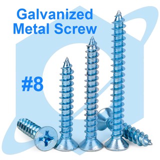#8 Galvanized Flat Head Metal Screw x (3/8", 1/2", 5/8", 3/4", 1", 1-1/4", 1-1/2", 2", 2-1/2", 3")