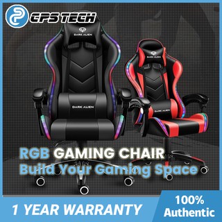CPSTECH RGB Leather Gaming Chair Massage Pillow Neck Pillow Adjustable Office Chair Kerusi Gaming