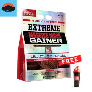 Elite Labs Extreme Mass Gainer Chocolate (6 lbs) with FREE Shaker (1)