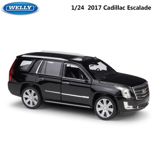 WELLY Diecast 1:24 Simulator Alloy Model Car 2017 Cadillac Escalade SUV Metal Cars Toys For Children