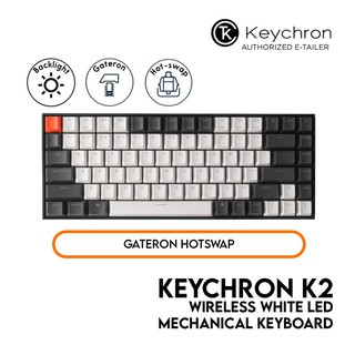 E1❣Keychron K2 Mechanical Keyboard (75% Layout, Wired/Bluetooth, White LED, Gateron, Hot-Swap)