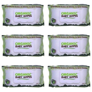 【Ready Stock】Baby Wipes ℡Organic Baby Wipes 80's with cap (Pack of 6)